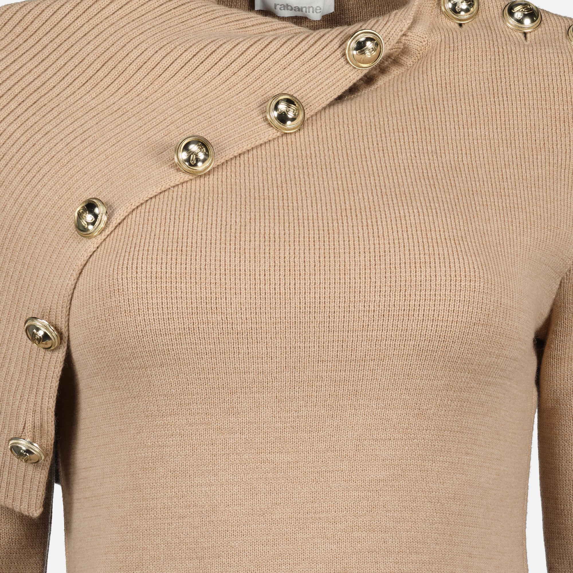 beige sweater, Rabanne, wool garment, Autumn-Winter 2025, women's fashion