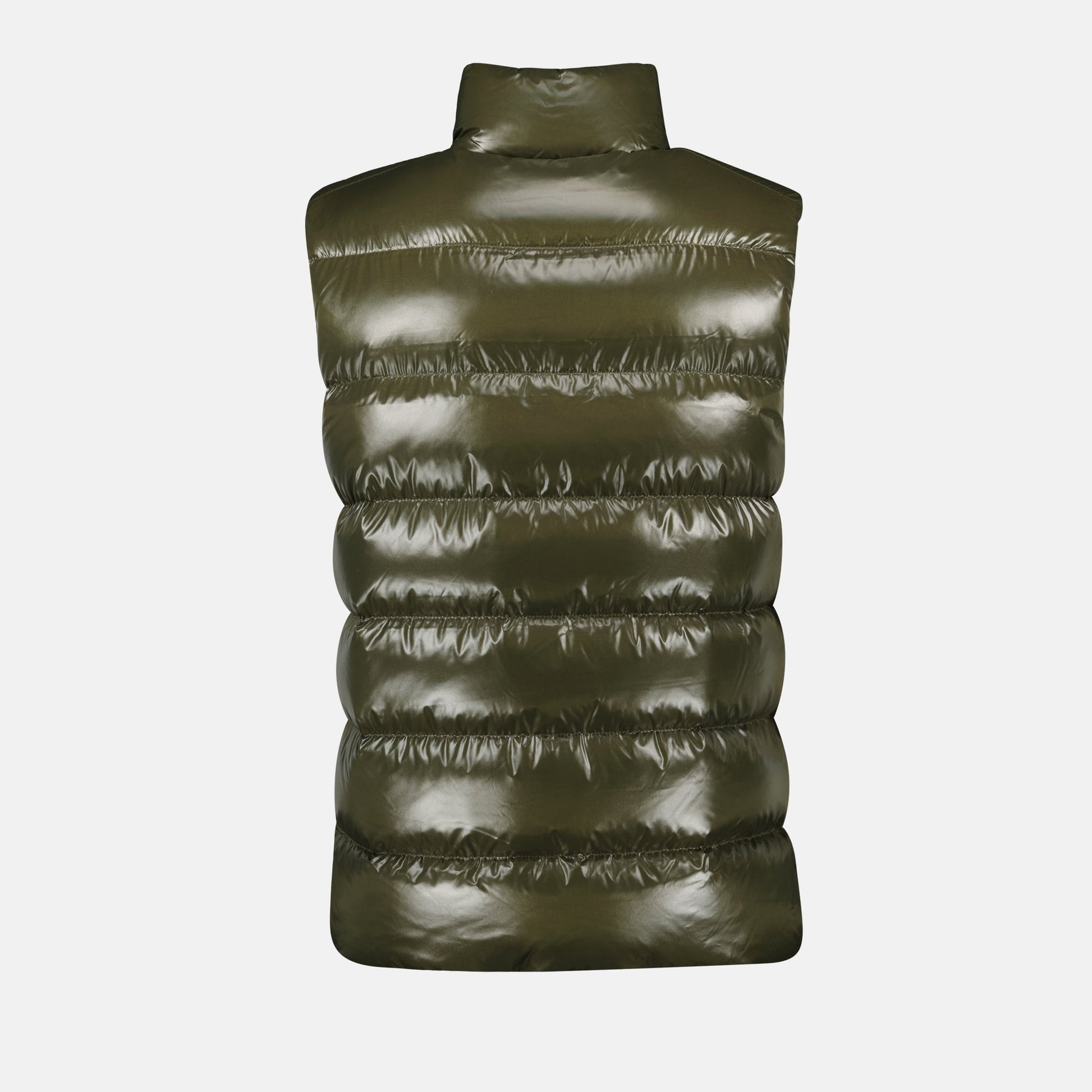 Moncler down jacket, sleeveless jacket, khaki jacket, luxury outerwear, fall-winter fashion