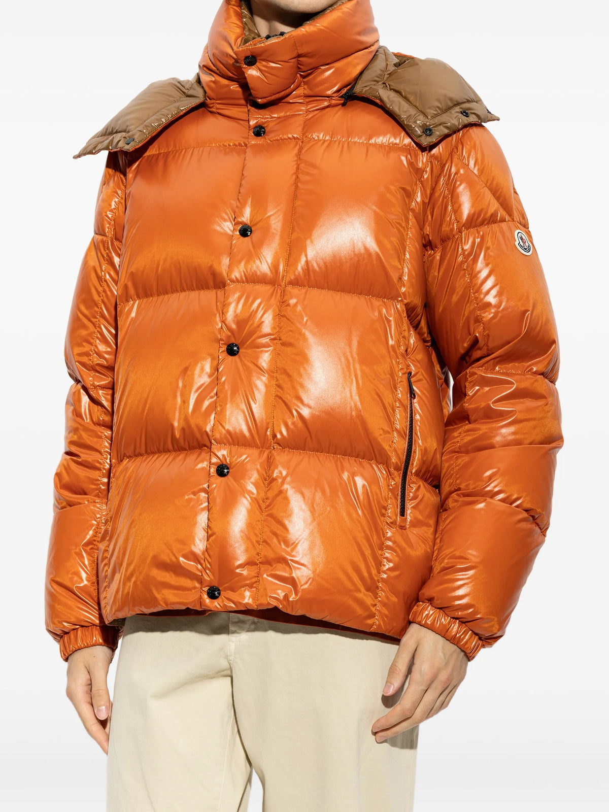 Image of Parana Orange Down Jacket by Moncler for Men - Season Autumn-Winter 2026 - Model View 2