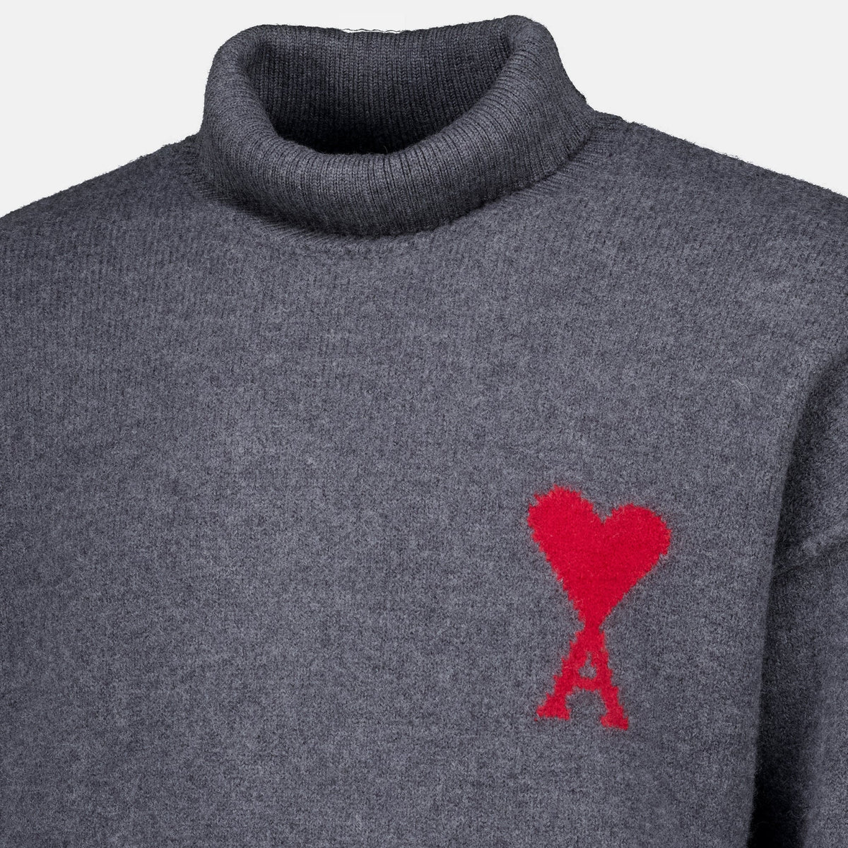 Jersey de cuello alto de lana gris