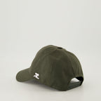 cotton cap, olive green cap, adjustable cap, embroidered logo cap, Courrèges cap