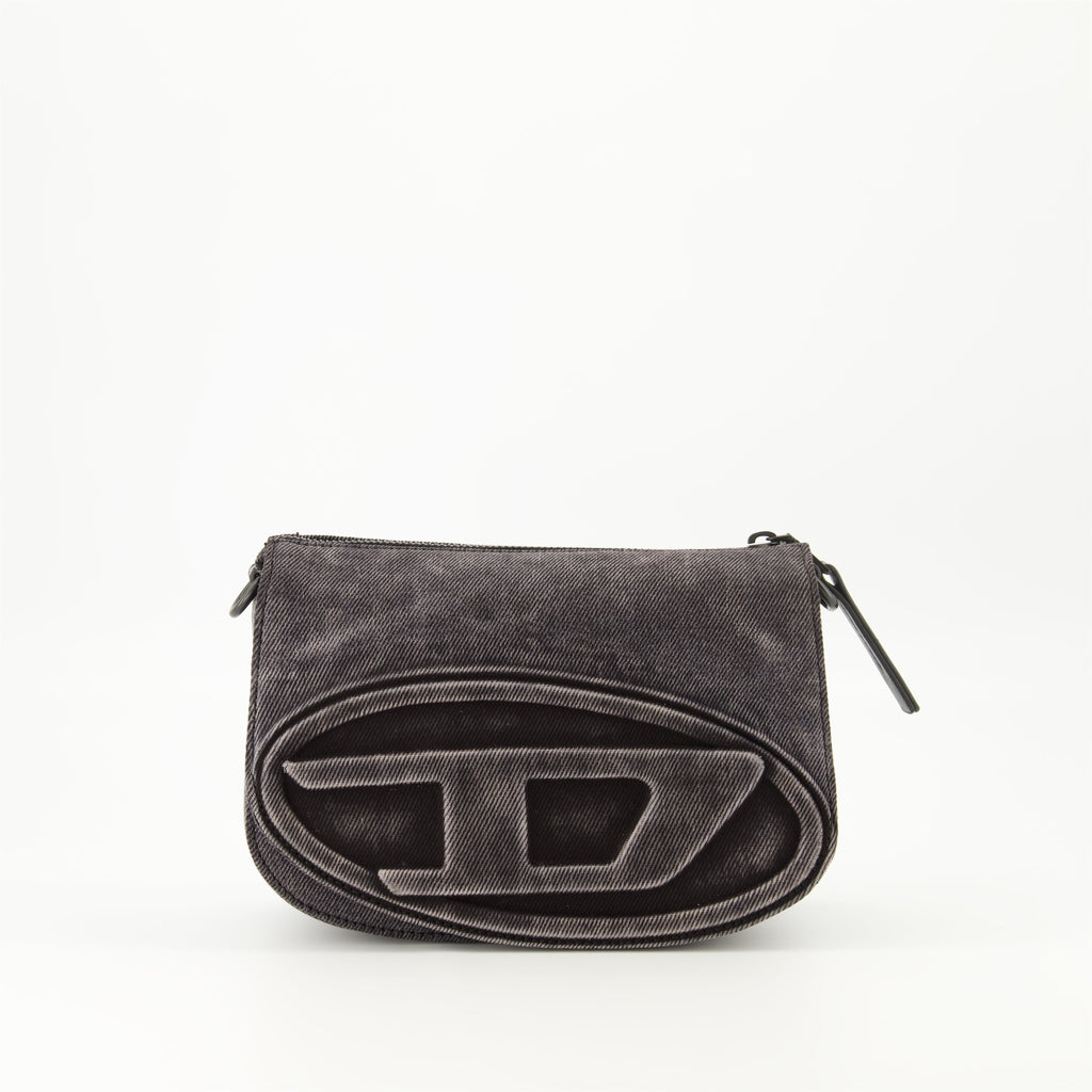 denim camera bag, adjustable shoulder strap, unisex accessory, oval D logo, Spring-Summer 2025 collection