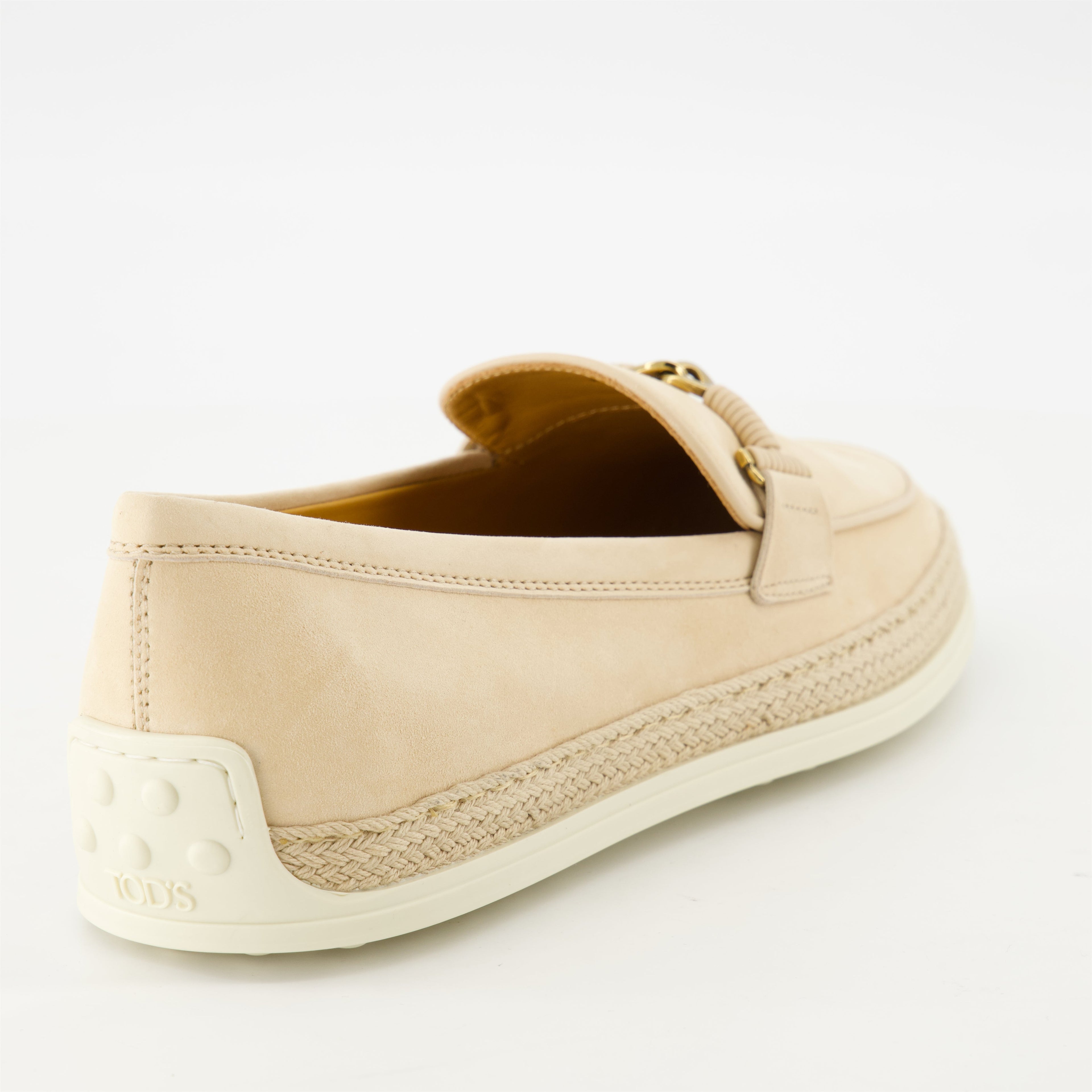 suede moccasins, Tod's footwear, artisanal footwear, beige moccasins, stylish slip-on shoes