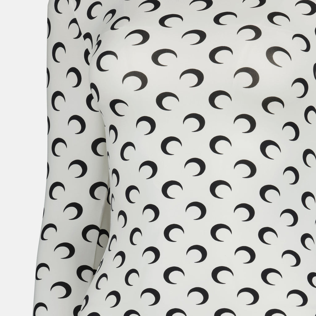 Marine Serre top, Moon print jersey, high collar top, form-fitting clothing, polyamide top