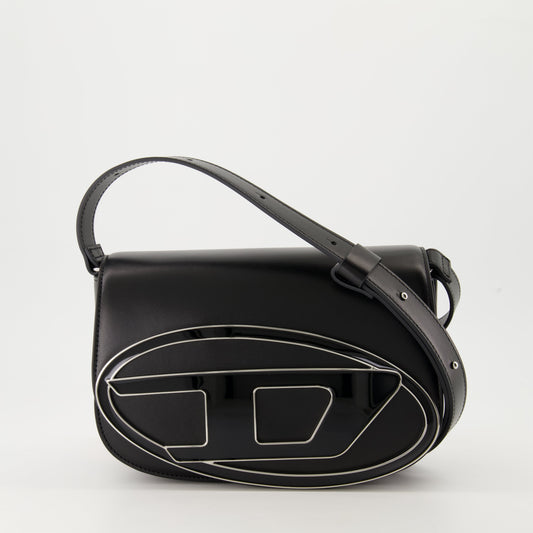 Black leather bag, Diesel crossbody bag, luxury handbags, adjustable strap, 2024 collection