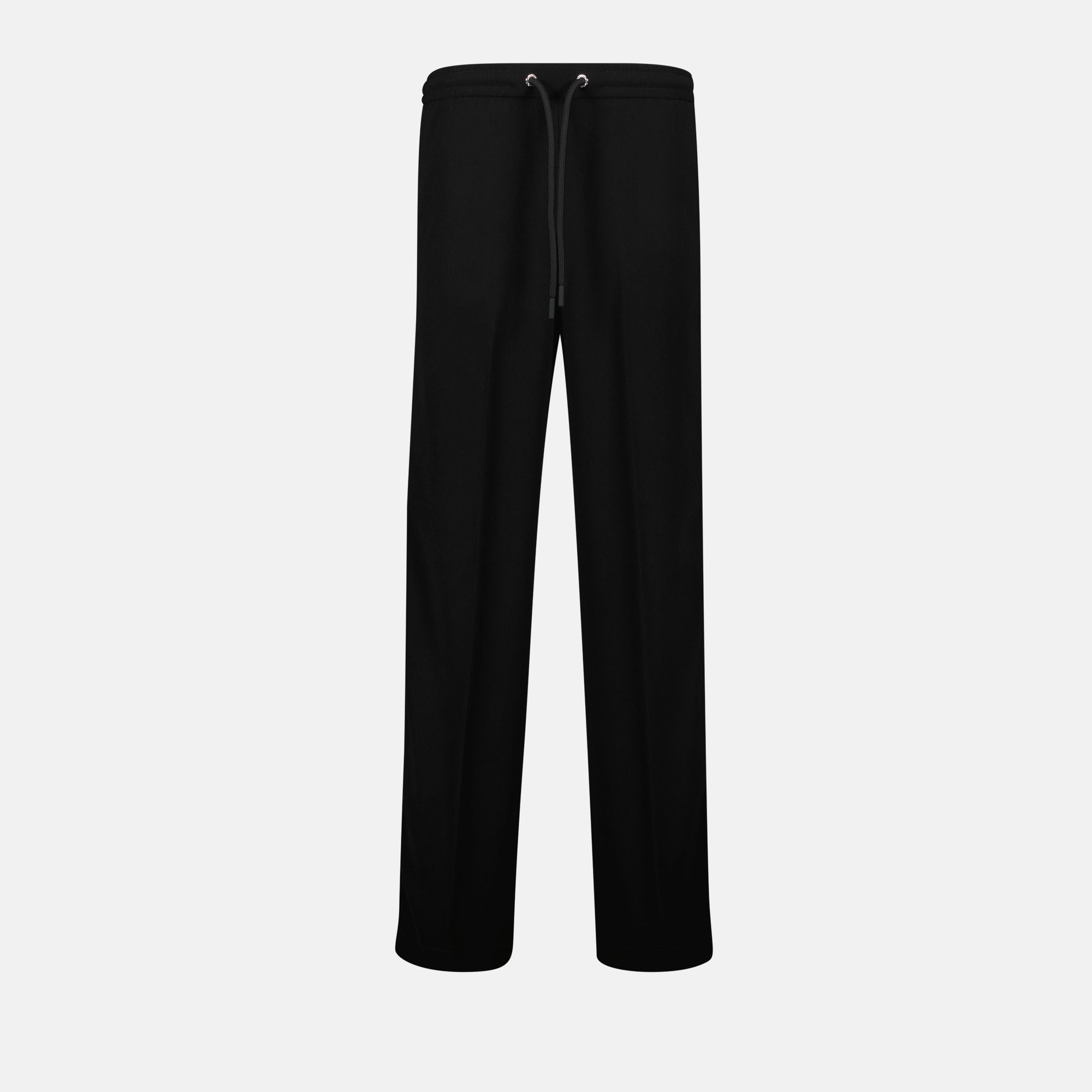 Image de pantalons de survêtement en satin noir par Moncler pour femmes - Saison Automne-Hiver 2024 - Vue de face