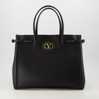 Black leather tote bag, Antibes tote, Valentino accessories, elegant tote, designer handbags