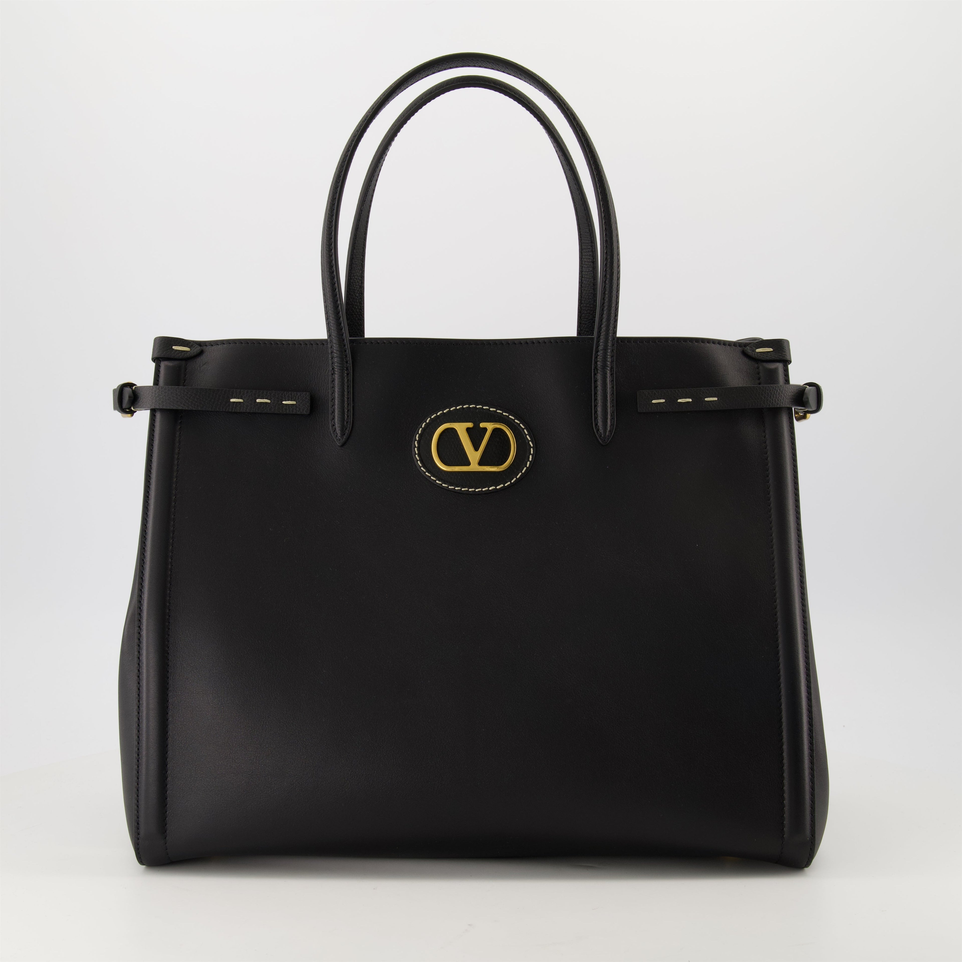 Black leather tote bag, Antibes tote, Valentino accessories, elegant tote, designer handbags