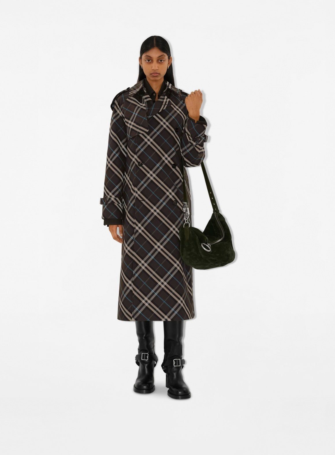 Burberry trench coat, luxury outerwear, checkered trench coat, Autumn-Winter fashion, exclusive designer coat