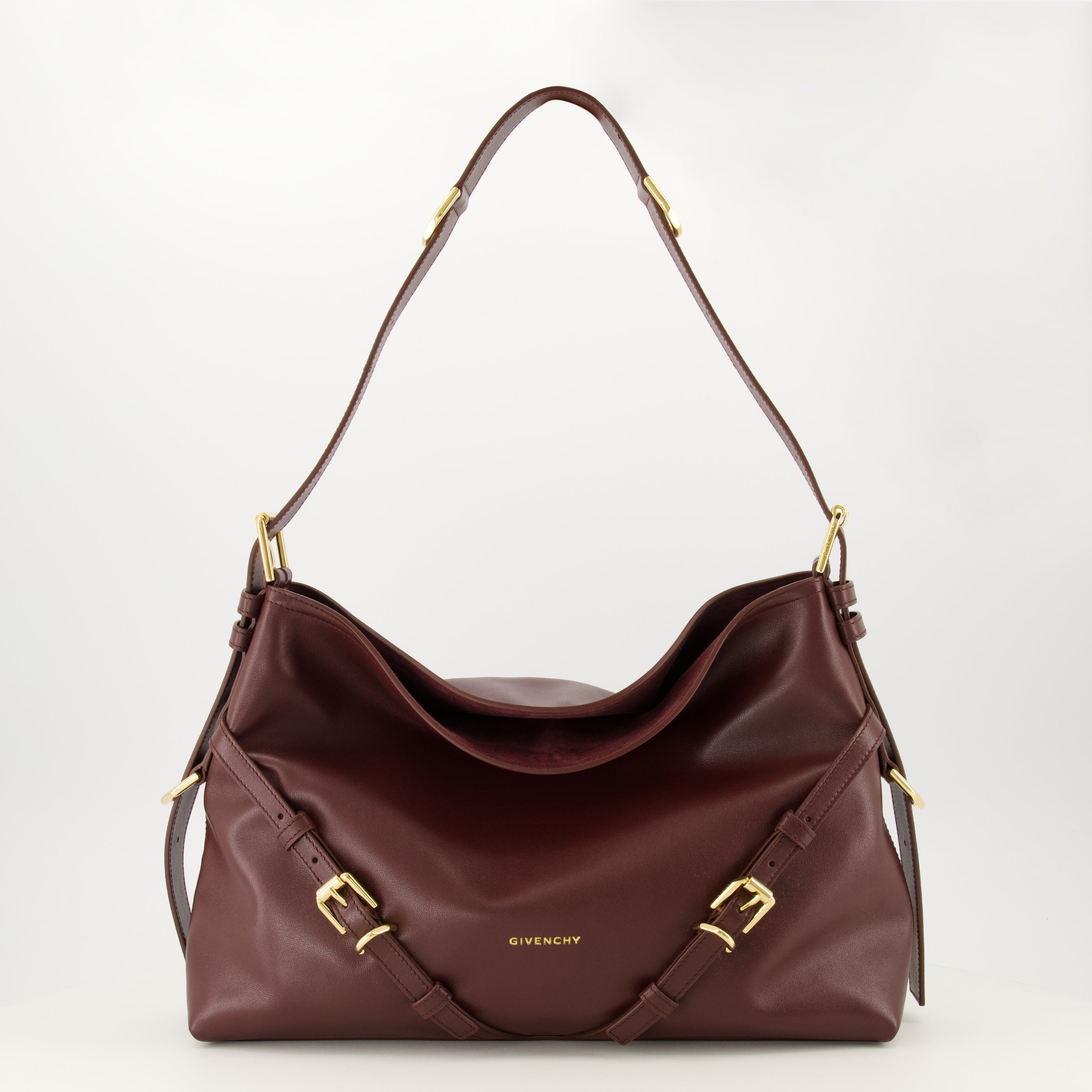 Medium Bordeaux Leather Sac Voyou