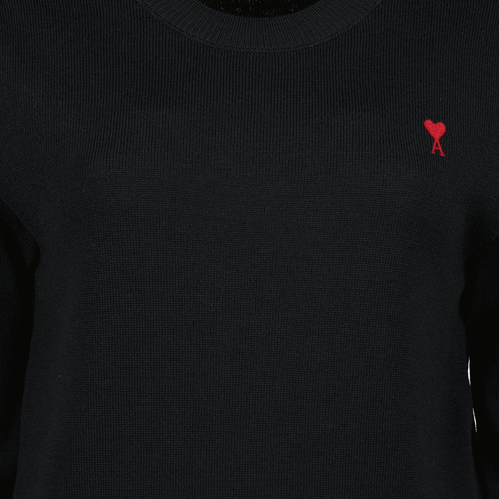 Image of Ami de Coeur Black Sweater by Ami PARIS for Women - Season Autumn-Winter 2025 - Product detail view 2