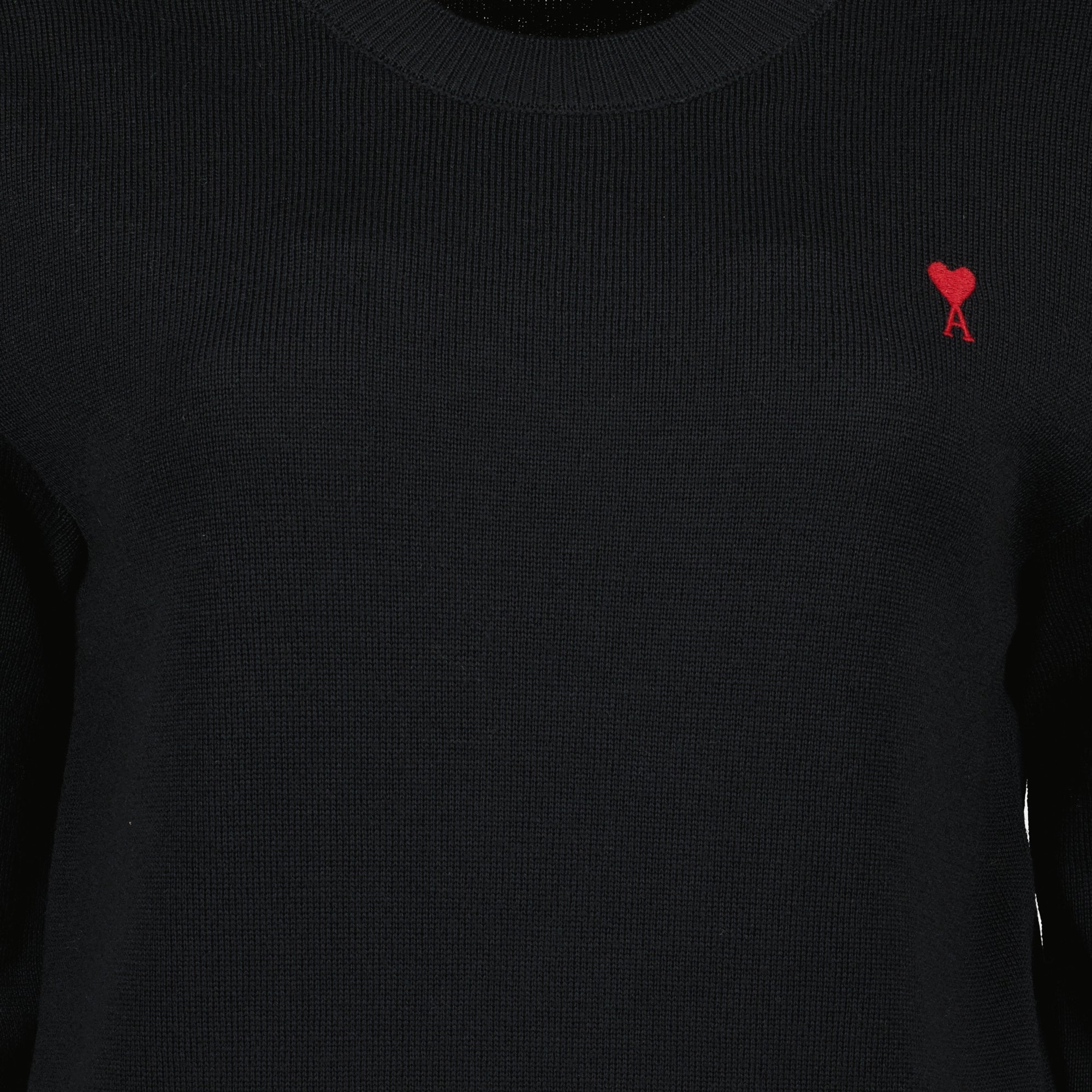 Ami de Coeur sweater, Ami Paris autumn-winter, black wool sweater, round neck sweater, elegant knitwear