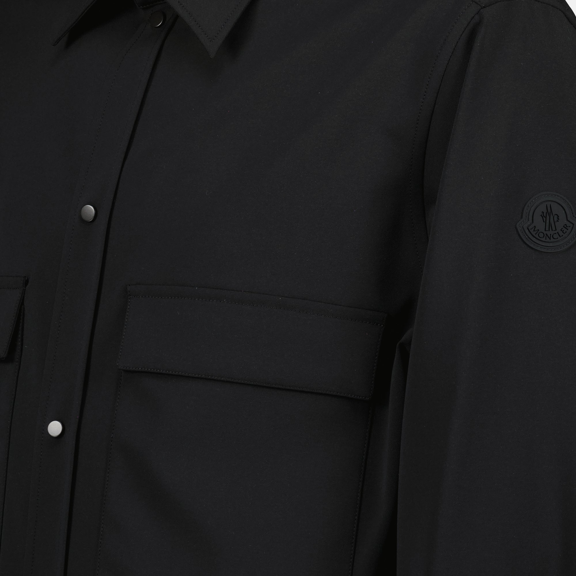 black shirt, Moncler, long sleeve shirt, technical fabric, Fall-Winter 2025