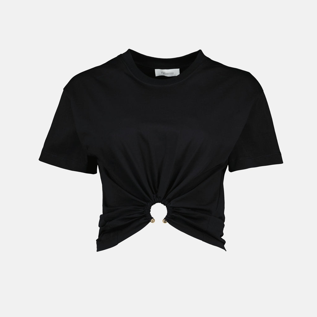 black t-shirt, Rabanne t-shirt, cotton t-shirt, casual wear, women’s fashion