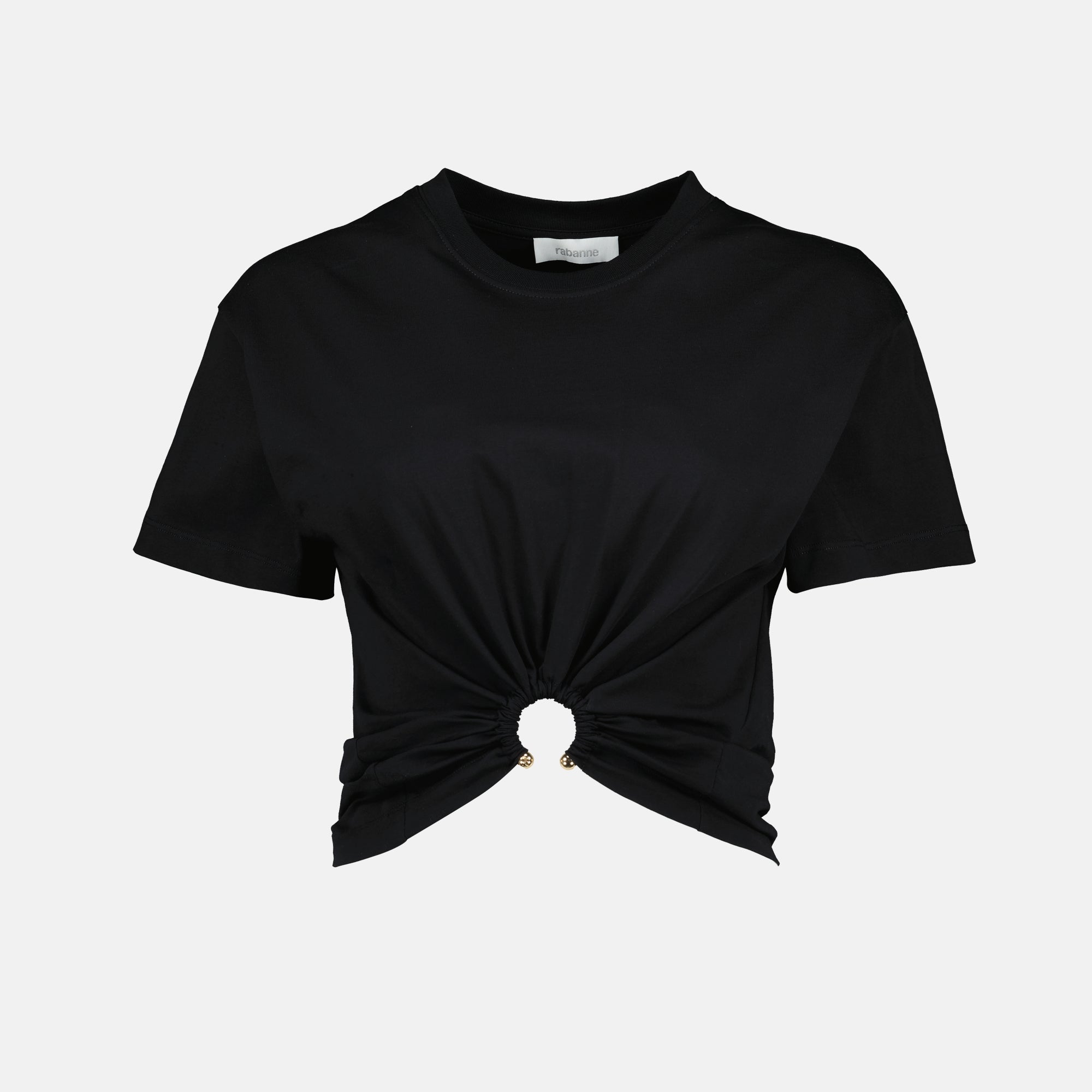 black t-shirt, Rabanne t-shirt, cotton t-shirt, casual wear, women’s fashion