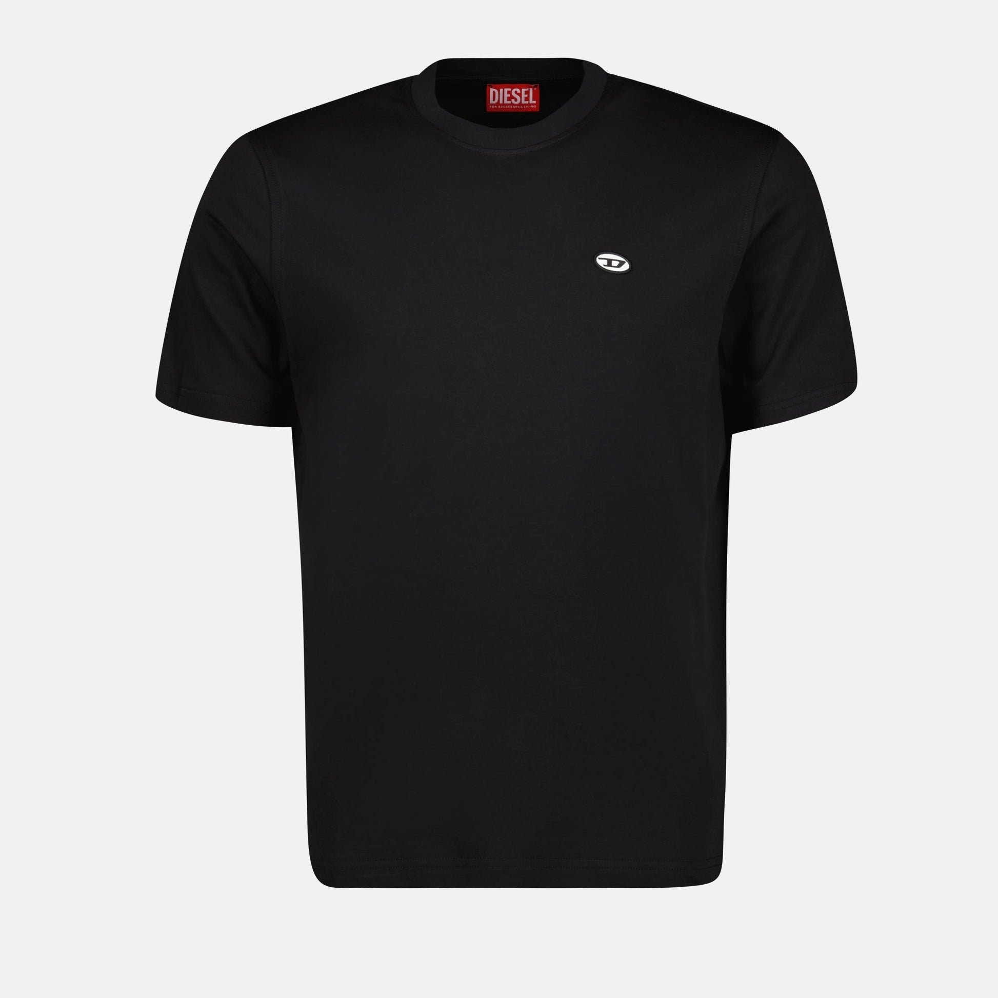 Black tee, Diesel T-shirt, cotton-elastane blend, round-neck T-shirt, Autumn-Winter 2024 fashion