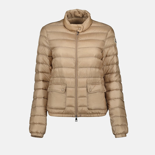 quilted jacket, puffer jacket, Moncler Lans, beige jacket, fall winter coat