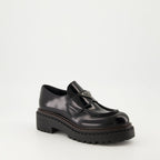   Prada moccasins, black leather shoes, Autumn-Winter 2024, luxury footwear, brushed leather moccasins  