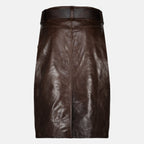 Imagem da saia de couro Crayon da Saint Laurent para mulheres - Temporada Primavera-Verão 2026 - Vista traseira