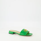 Image of VLogo Leather Mules by Valentino Garavani for Women - Season Spring-Summer 2025 - Front Right Three-Quarter View