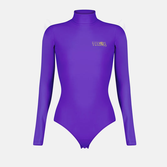 MM6 violet body, high collar body, long sleeve body, printed body, luxury fashion