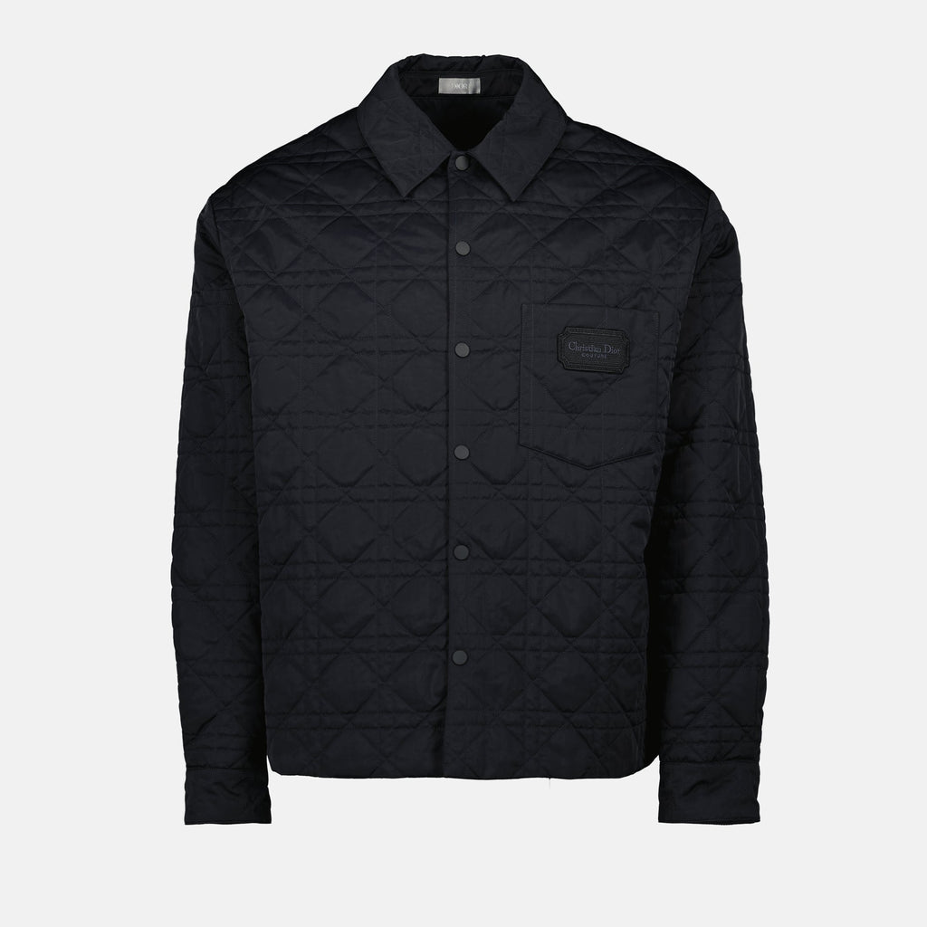 Cannage overshirt, Dior, quilted design, men's fashion, black overshirt
