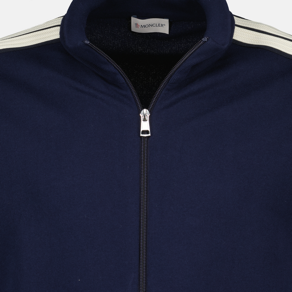 Image of Zipped Navy Jacket by Moncler for Men - Season Spring-Summer 2025 - Detail View 5