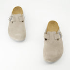 Boston Mules, Birkenstock, gray mules, comfortable footwear, nubuck leather