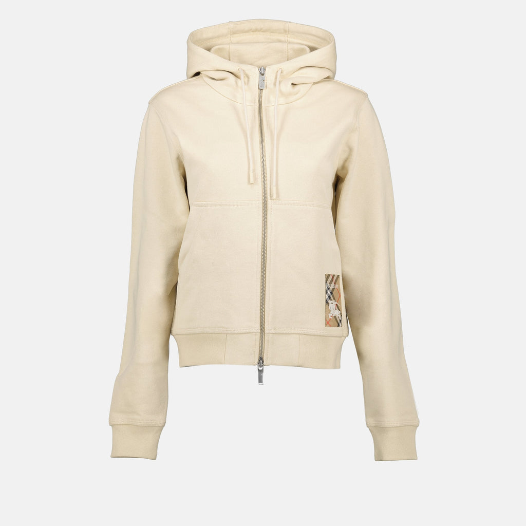 지퍼 업 베이지 스웨트셔츠