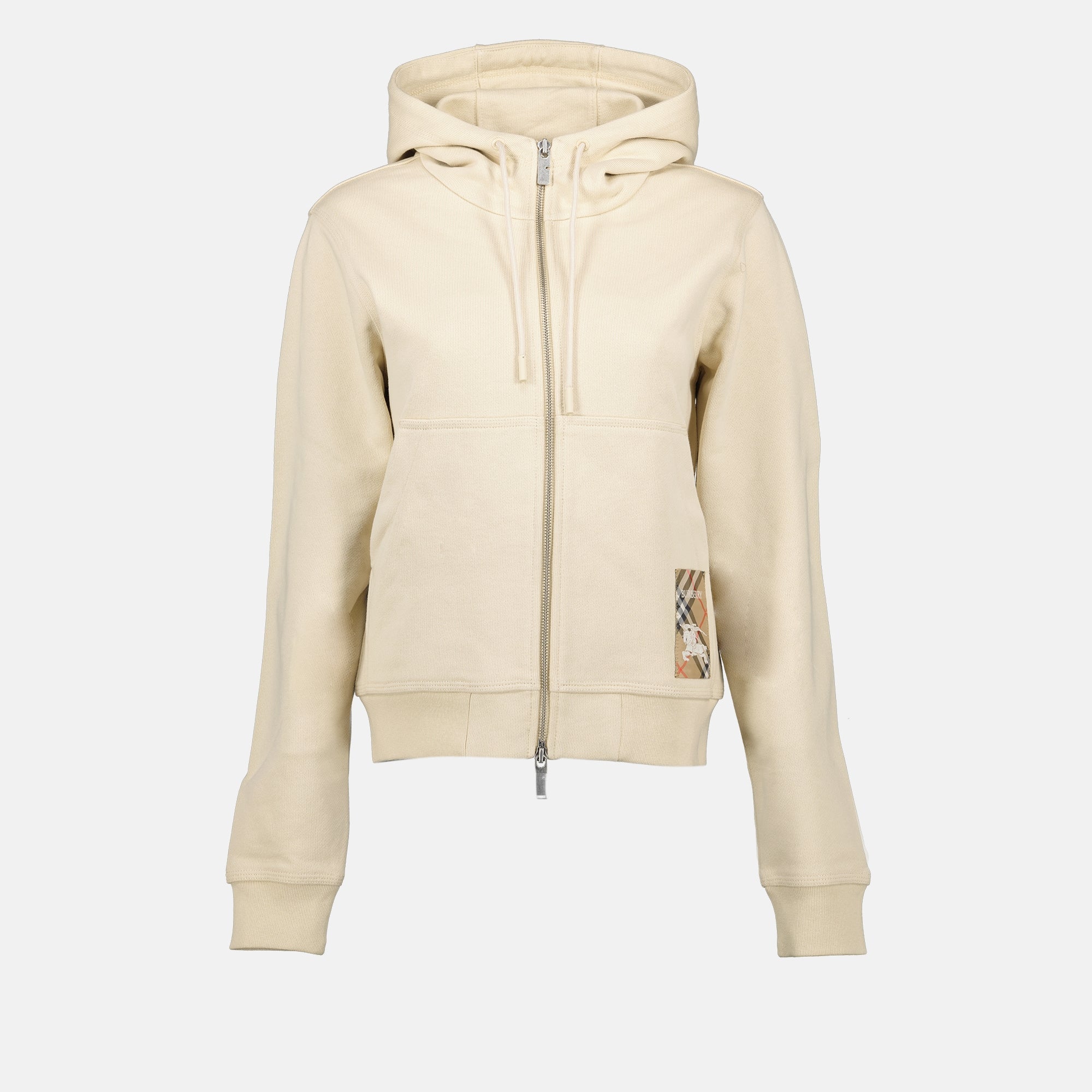 지퍼 업 베이지 스웨트셔츠