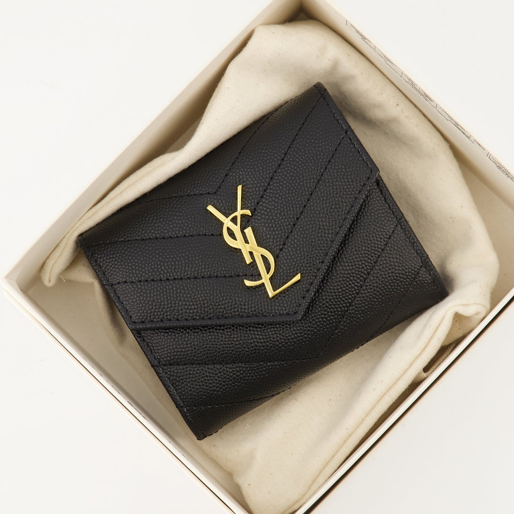 Saint Laurent wallet, Cassandre black wallet, grained calfskin wallet, designer accessories, luxury wallets