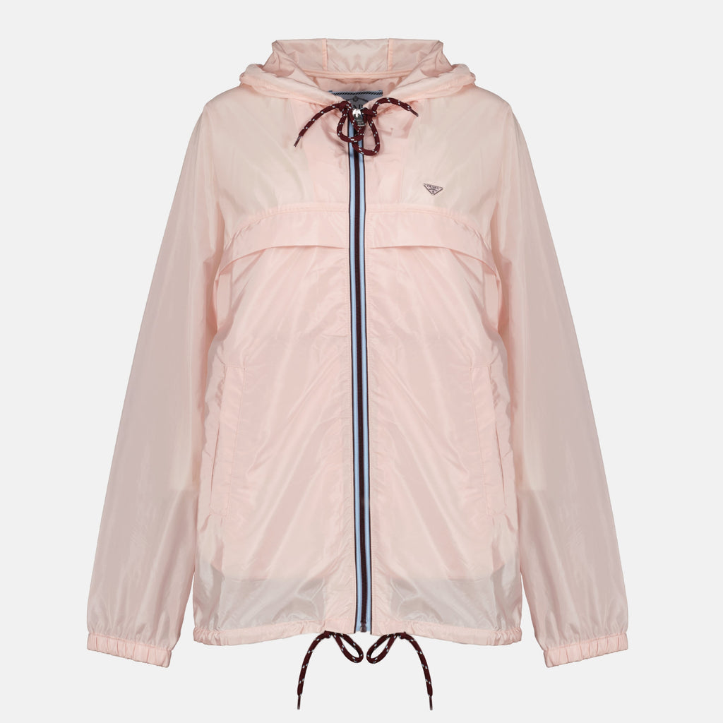 プラダの女性用ピンクのミッドレングスウィンドブレーカーの画像 - シーズン春夏2026 - 前面ビュー