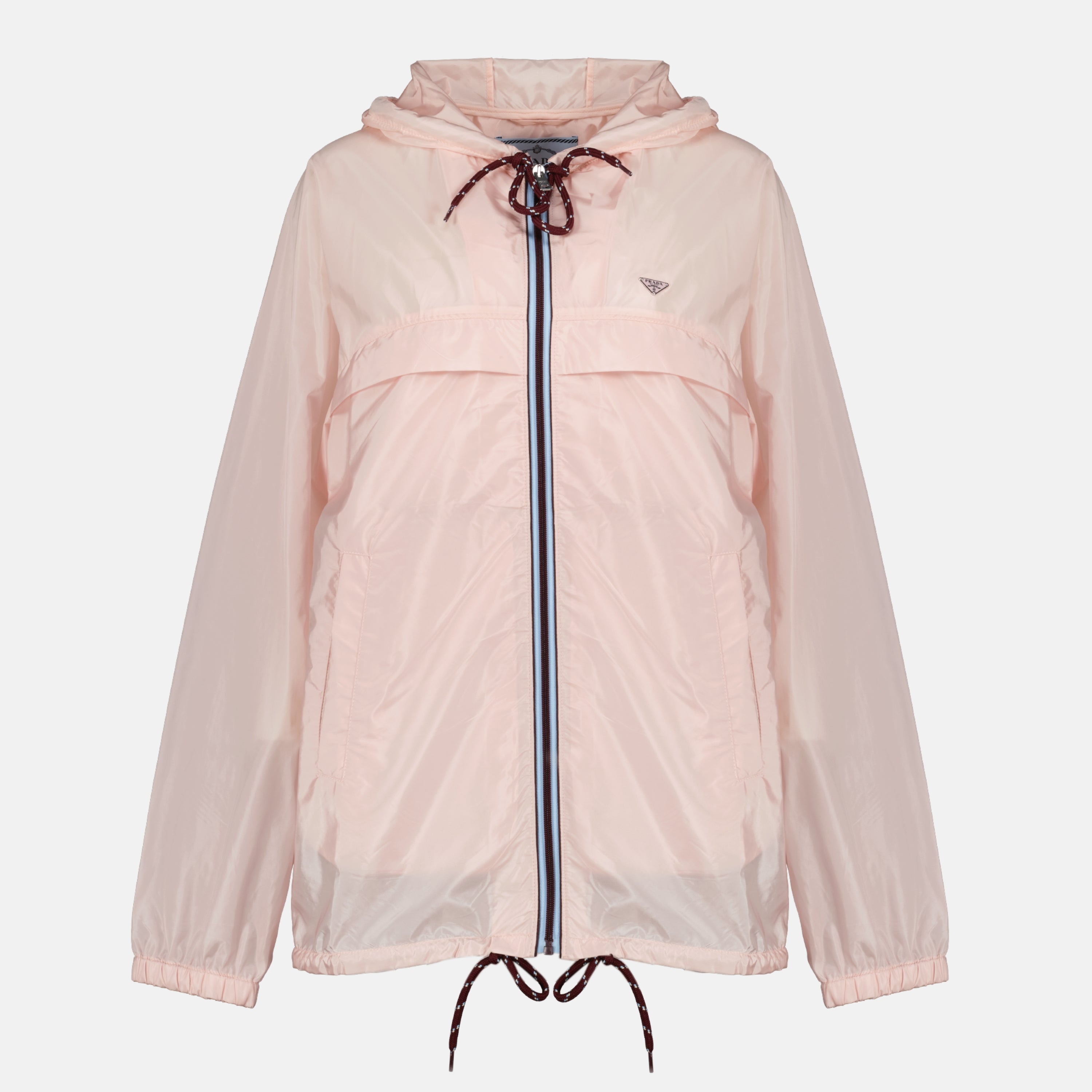 プラダの女性用ピンクのミッドレングスウィンドブレーカーの画像 - シーズン春夏2026 - 前面ビュー