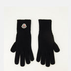 Bild von schwarzen Wollhandschuhen von Moncler für Männer - Saison Herbst-Winter 2025 - Vorderansicht