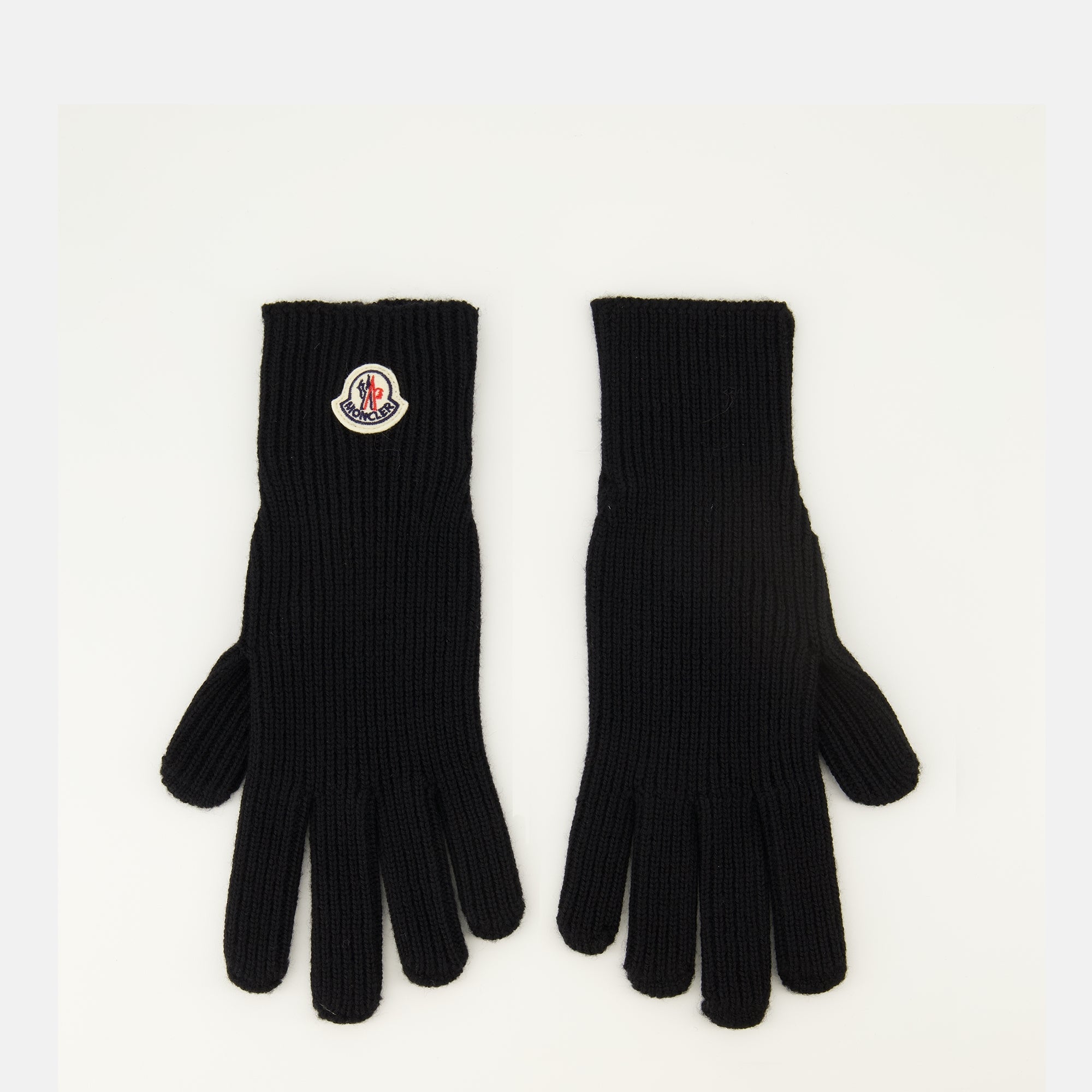 black wool gloves, Moncler accessories, autumn-winter collection, luxury gloves, stylish winter wear