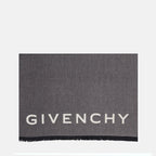 Gray Wool Scarf, Givenchy Scarf, Luxury Fashion, Unisex Scarf, 4G Design