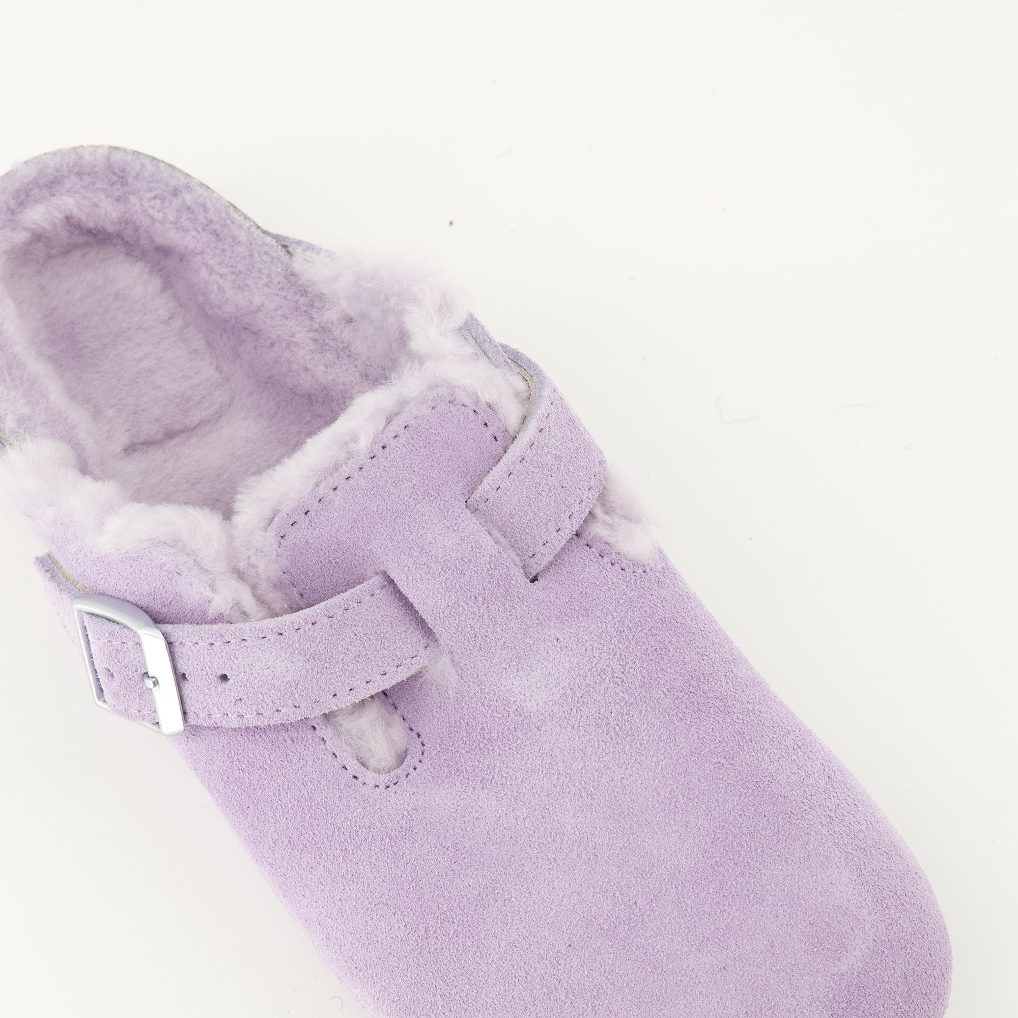 Image of Boston Violet Fur Mules by Birkenstock for Women - Season Spring-Summer 2026 - Top Detail View