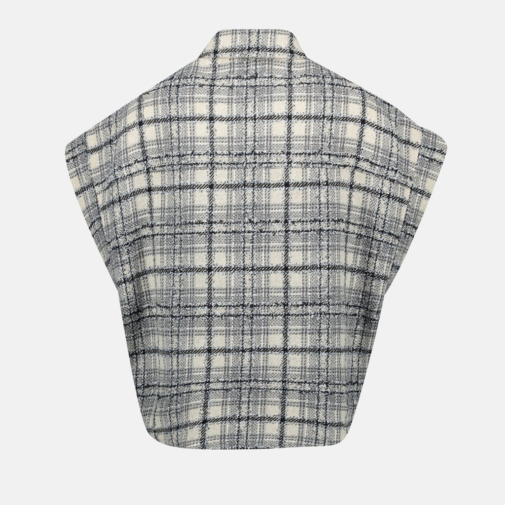 tweed overshirt, Iro Samie, casual wear, checkered shirt, women's outerwear