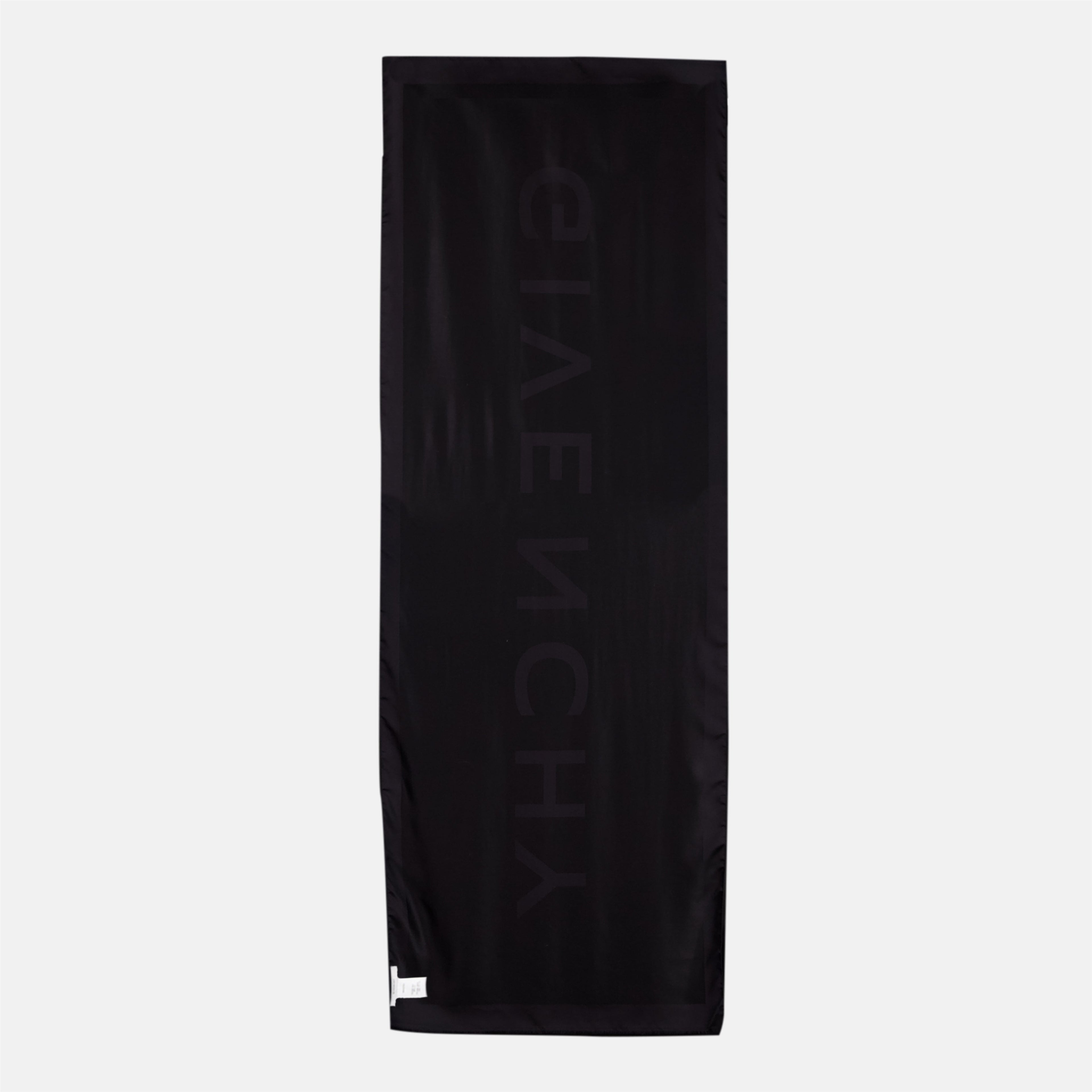 Givenchy scarf, silk wool accessory, fashion scarf, printed logo scarf, black wool scarf