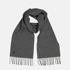 grey wool scarf, Ami Paris, fringed edges, Autumn-Winter 2025, unisex scarf