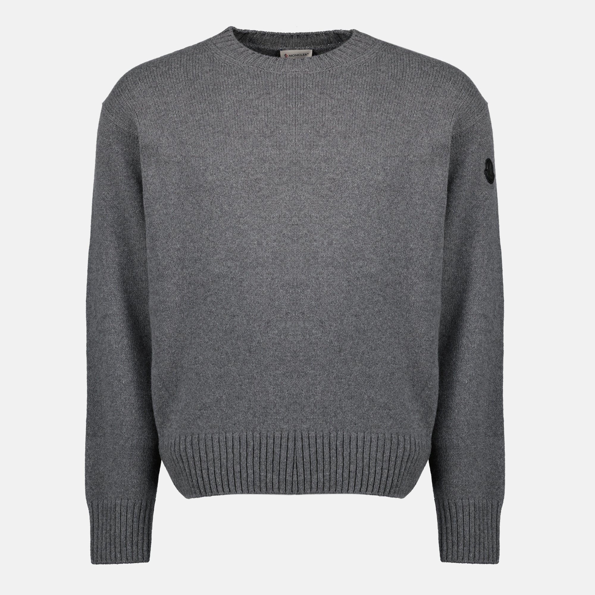 Moncler sweater, gray cashmere sweater, wool sweater, Autumn-Winter fashion, men's luxury knitwear