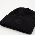Image of Cotton Beanie with Black Logo by Moncler for Men - Season Autumn-Winter 2025 - Detail View 1