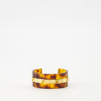 Fendi bracelet, plexiglass jewelry, brown accessory, FF logo design, contemporary fashion