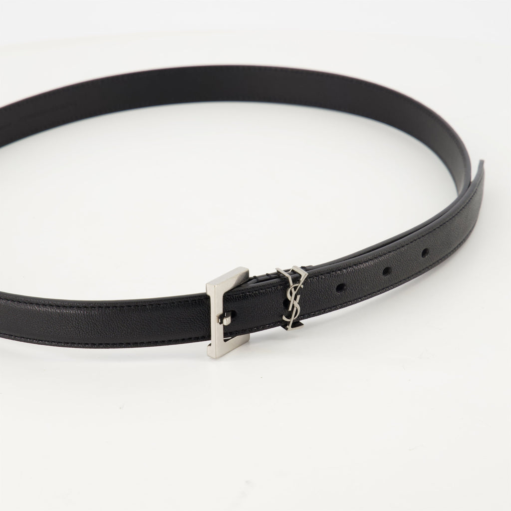 leather belt, Saint Laurent, Cassandre belt, smooth leather, adjustable belt