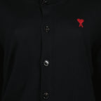 Ami de coeur, wool cardigan, black cardigan, embroidered logo, women's fashion