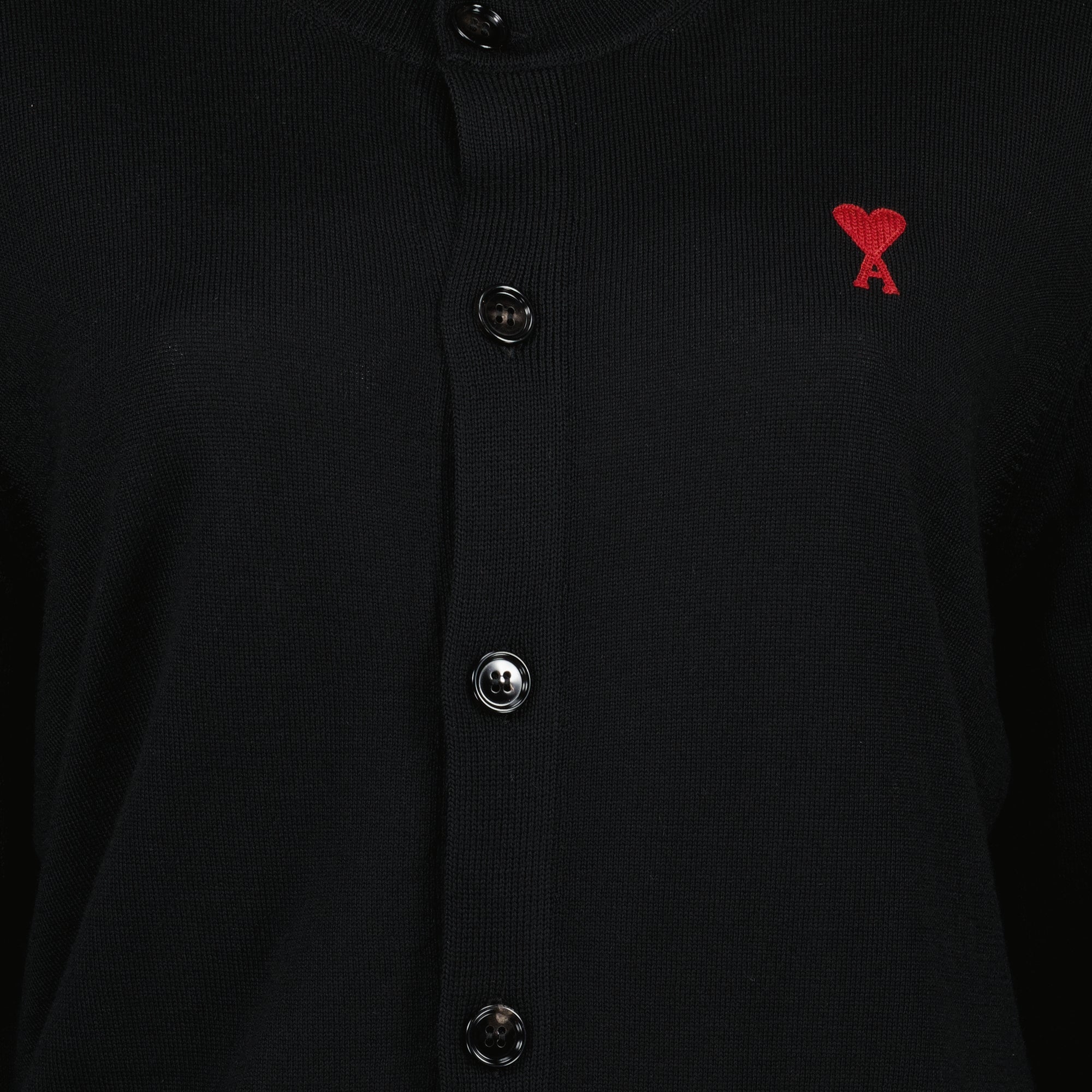 Ami de coeur, wool cardigan, black cardigan, embroidered logo, women's fashion