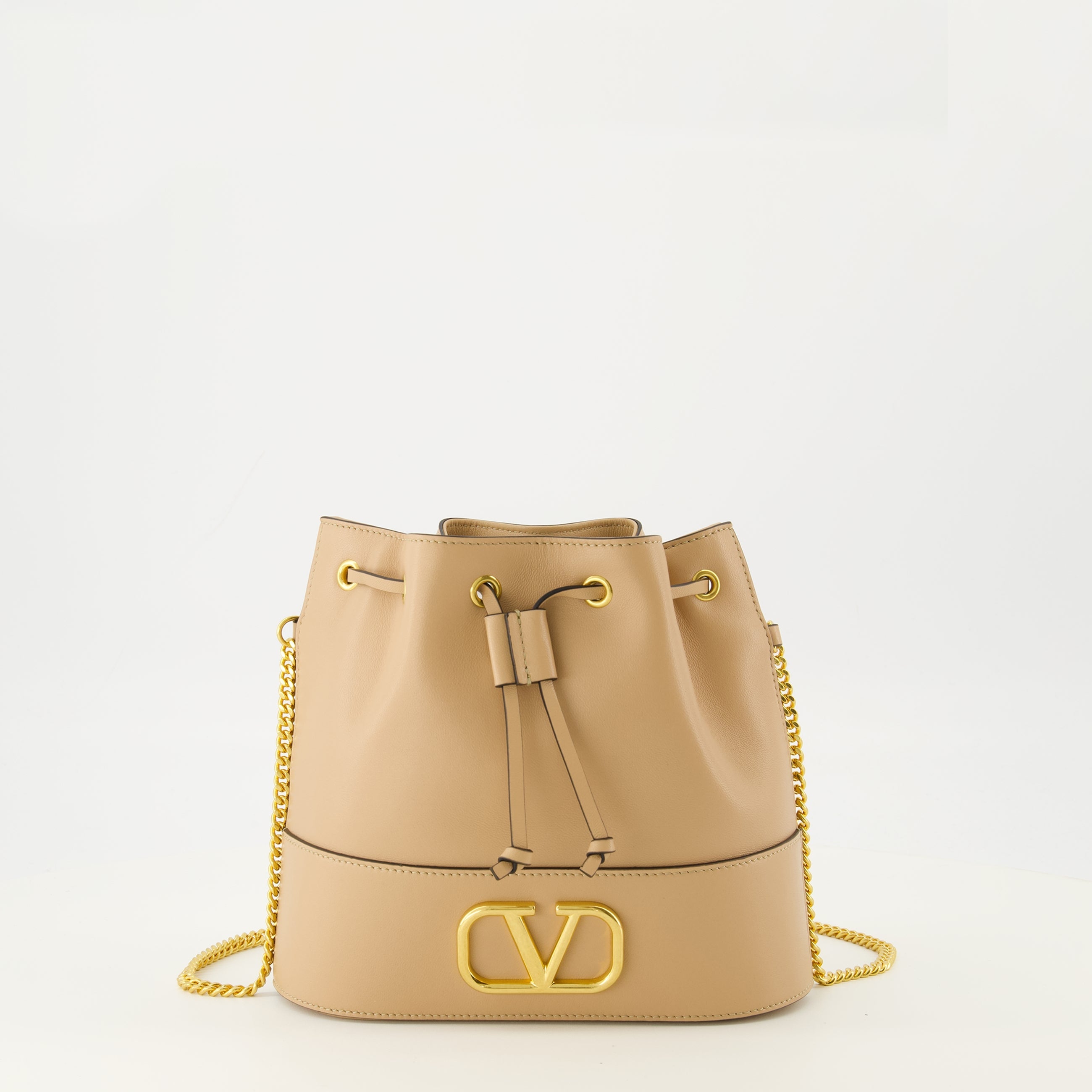 미니 버킷 백 베이지