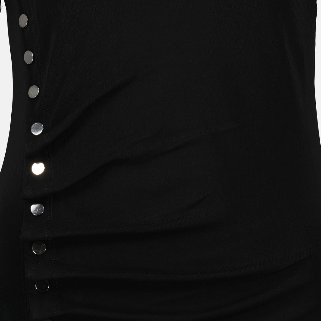 black draped dress, viscose dress, asymmetrical dress, Rabanne dress, elegant women's dress