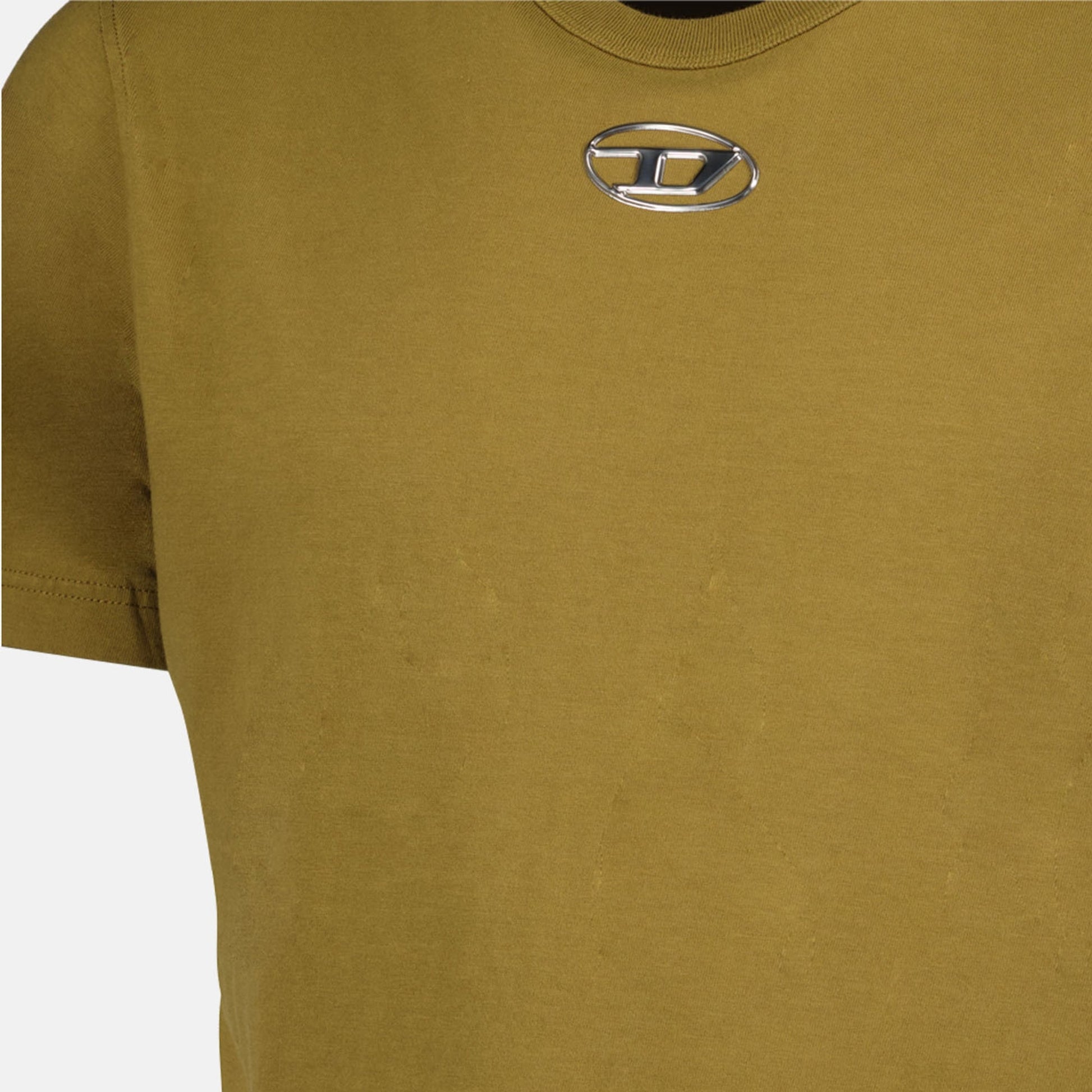   
Khaki T-Shirt, Diesel Clothing, Autumn-Winter 2024, Round Neck T-Shirt, Luxury Ready-to-Wear  
