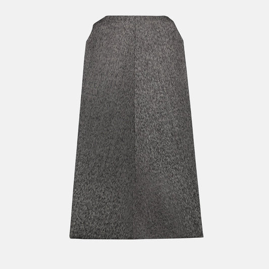 Gray midi skirt, wool blend skirt, concealed zip skirt, structured skirt, Autumn-Winter 2024 fashion